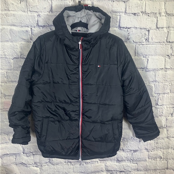 Tommy Hilfiger Youth Boys Fleece Lined Hooded Puffer Jacket Coat Large - Picture 1 of 8